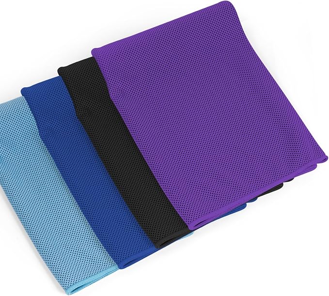 4 Pack Ice Towel Quick Dry Gym Fitness Yoga Tennis Cycling Running Hiking Workout Sweat Cooling Towel for Neck and Face(Multicolor-02)