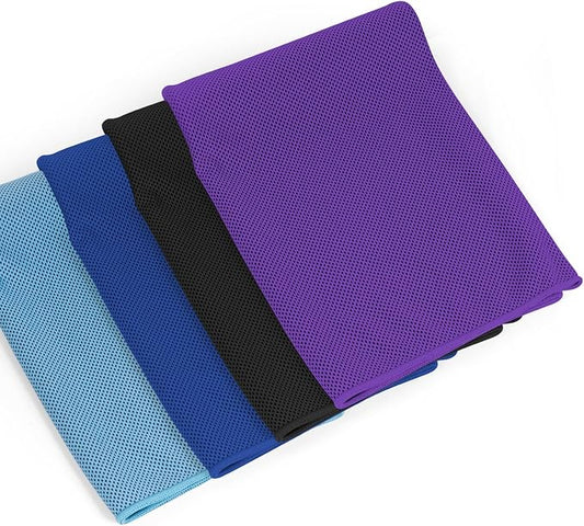 4 Pack Ice Towel Quick Dry Gym Fitness Yoga Tennis Cycling Running Hiking Workout Sweat Cooling Towel for Neck and Face(Multicolor-02)