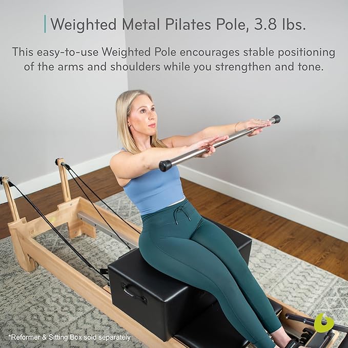 Balanced Body Weighted Metal Pole, Weighted Bar for Home or Studio Workouts, Exercise Equipment for Home Fitness or Gym Use