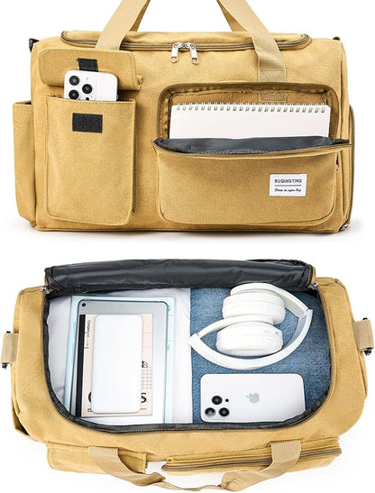 Small Gym Bag for Women, Travel Duffle Bag Carry On Weekender Bag with Shoe Compartment