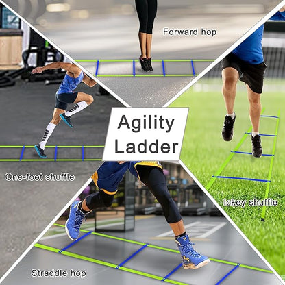20ft Adjustable Agility Speed Ladder Training Ladder with Carry Bag - Soccer, Speed, Football Fitness Feet Training - Agility Training Equipment for Footwork Drills