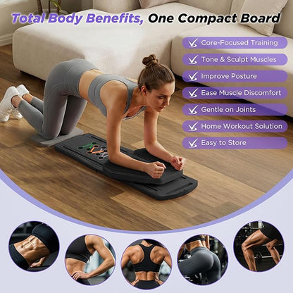 Pilates Reformer 7-in-1 Foldable Home Gym – Multi-Function Pilates Board for Full Body Workout, Core Strength, and Portable Pilates Training