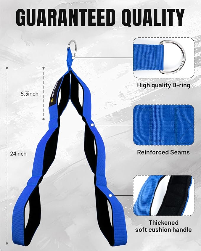 MANUEKLEAR Tricep Rope Cable Attachment Handles, Greater Range of Motion, Tricep Pull Down Rope for Push Downs, Crunches, Facepulls for Professional Gym