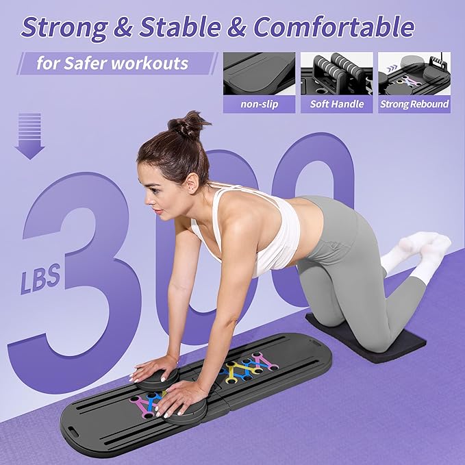 Pilates Board Reformer 15-in-1: Split & Foldable Design, Portable Home Gym with Digital Display, Resistance Bands, Balance Board for Women's Full Body & Core Training