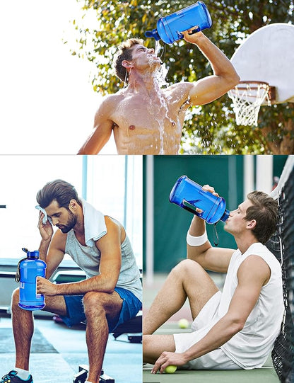VENNERLI Half Gallon Water Bottle 2.2L Large Sports Water Bottle with Handle 74oz BPA-free Reusable Plastic Water Jugs Leakproof Hydro Bottle for Gym Yoga Travel Camping Cycling Outdoor Sports