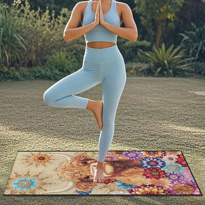 Bulopur Highland Cow Waterproof Sweat Towel Seat Cover Post-Work Running Athletic Beach Towel Machine Washable Lightweight Breathable Hippie Floral Car Interior Accessories