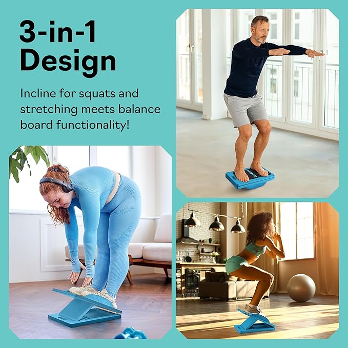Slant Boards for Exercise – Slant Board with 6 Incline Angles – Transforms Into a Balance Board – Premium Calf Stretcher and Wobble Board for Effective Calf Stretching and Squats