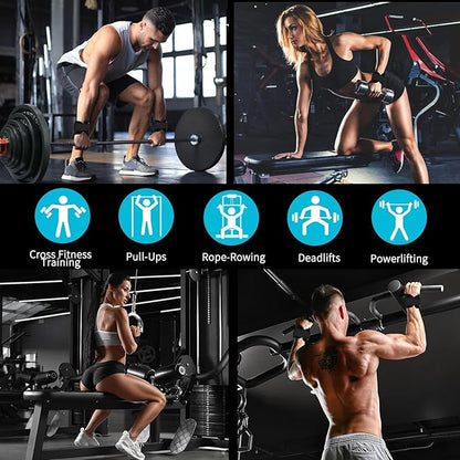 Weight Lifting Wrist Strap, Double-Layer Leather Wrist Straps for Gym Strength Training Weightlifting,Deadlift and Powerlifting, Enhance Grip Strength Neoprene Padding Gym Workout Lifting Straps Men/Women Pair