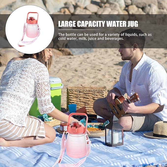 1200ml Sports Water Bottle with Drinking Time Marker Frosted Large Capacity Fitness Water Jug Portable Red for Outdoor Exercise and Gym Use