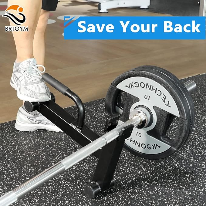 Deadlift Jack Barbell Stand,Carbon Steel Made,Easily Load and Unload 600lb Barbell Plates for Deadlift Exercise, Weight Training, Home Gym (Black Powder Coated)