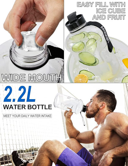 VENNERLI Portable Large Plastic Water Bottle - BPA-free Half Gallon Reusable 2 Liter Water Jug for Outdoor Hiking Fitness Travel Camping Cycling