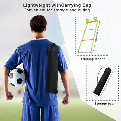 20ft Adjustable Agility Speed Ladder Training Ladder with Carry Bag - Soccer, Speed, Football Fitness Feet Training - Agility Training Equipment for Footwork Drills