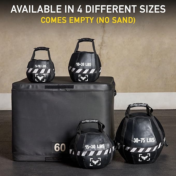 Elite Kettlebell Sandbag - Heavy Duty Sand Weights Bag for Cross Training, Strength Training, Workout, Functional Fitness, Adjustable Weight, Durable Training Equipment for Home & Gym (UN-FILLED)