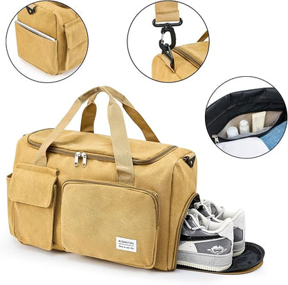 Small Gym Bag for Women, Travel Duffle Bag Carry On Weekender Bag with Shoe Compartment