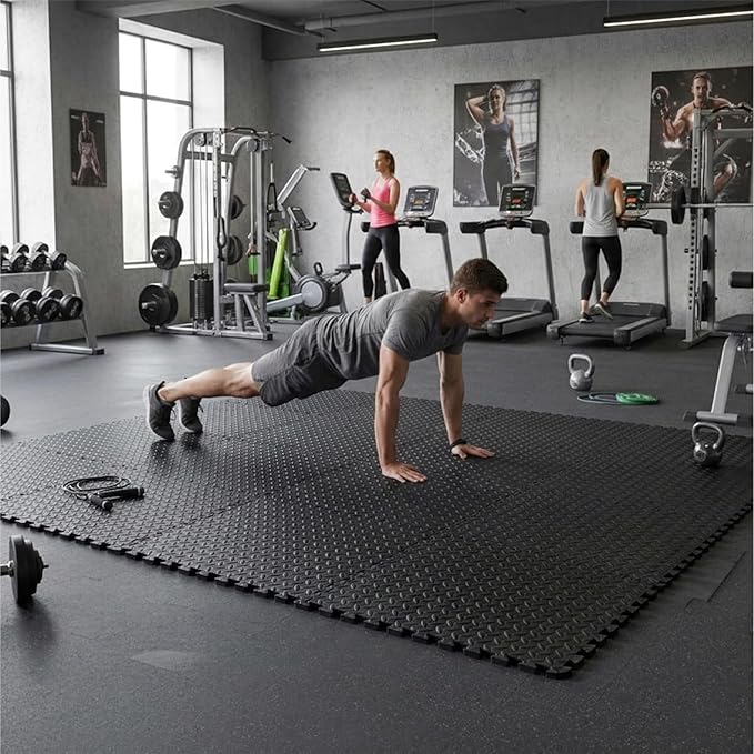 BalanceFrom Puzzle Exercise Mat 3/4" Thick, EVA Interlocking Foam Floor Tiles for Home Gym, Mat for Home Workout Equipment, Floor Padding for Kids, Multiple Sizes and Colors