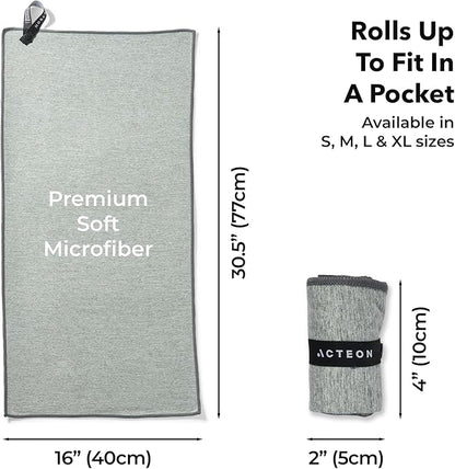 Acteon Microfiber Gym Towels 5 Pack, Quick Dry Silver ION Odor-Free Sweat Towel, Super Absorbent Fast Drying for Men & Women, Workout, Yoga, Running, Hiking, Travel – 16x30.5 Inch
