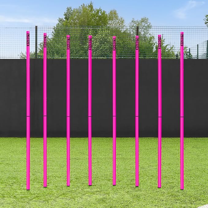 FORZA Slalom Agility Poles | Improve Endurance, Speed & Footwork | Color, Size & Rubber Base Options Available [8 Pack]