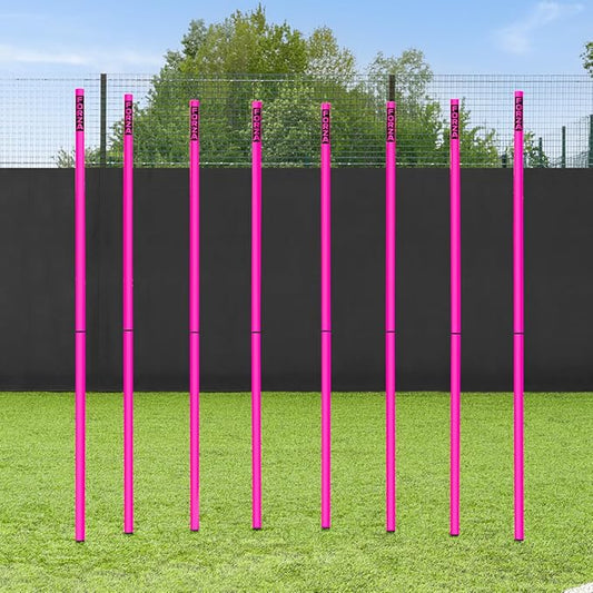 FORZA Slalom Agility Poles | Improve Endurance, Speed & Footwork | Color, Size & Rubber Base Options Available [8 Pack]