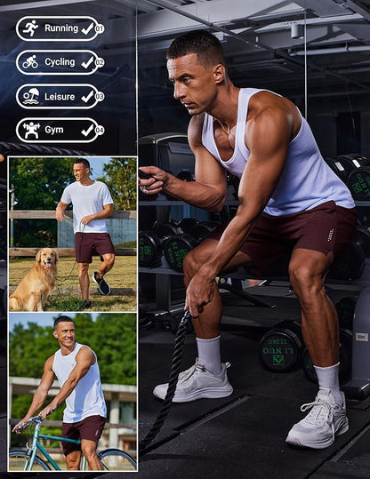 COOFANDY Mens Gym Athletic Shorts with Zipper Pockets Quick Dry 7" Workout Running Training Shorts