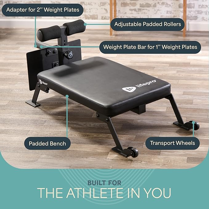 Lifepro Hip Thrust Machine – Adjustable Glutes Workout Equipment for Home – GluteBlast Foldable Booty Builder, Sissy Squat Machine, Thrust Glute Bench, Home Gym Glute Workout
