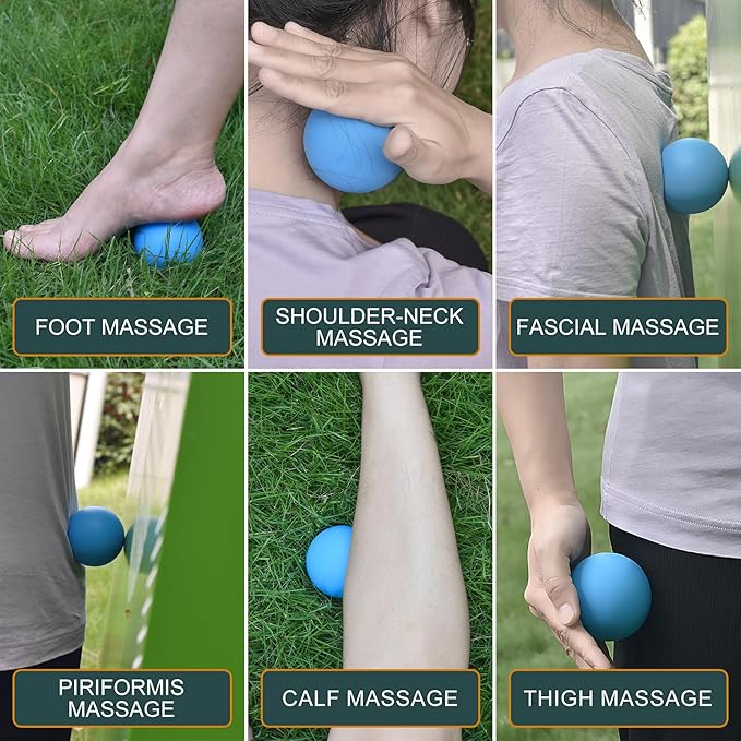 Massage Lacrosse Balls for Myofascial Release,Yoga Deep Tissue Massage,Trigger Point Therapy and Foot Plantar Fasciitis,Muscle Soreness Massager Ball (2Pack, Rose Red and Purple)