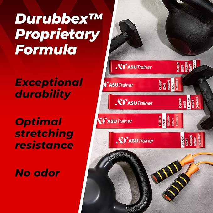 Loop Resistance Bands, 5 Exercise Bands, 5–40 lb, Boosting Workout Equipment Made of Durubbex, Resistance Bands for Working Out, Inner Thigh Exercise Equipment, Fitness & Workout Bands