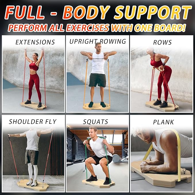 J Bryant Bamboo Resistance Band Workout Platform - Complete Set with Tube Bands, Handles, Bar & Loop Hooks for Full-Body Strength, Rehab, Mobility & Functional Training