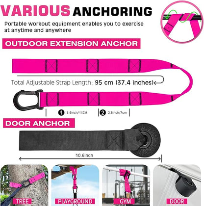 Home Resistance Training Kit, Suspension Trainer Straps with Adjustable Extension, Door Anchor, and Carry Bag – Strength Training Equipment for Full Body Bodyweight Workouts at Home or Outdoors