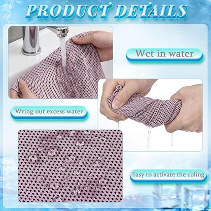 Honoson 10 Pack Cooling Towels Bulk - 47"x12" Soft Breathable Ice Towels for Neck & Face, Portable Chilly Rags Microfiber Sweat Rags for Yoga, Sports, Gym, Workout & Fitness(Pink)