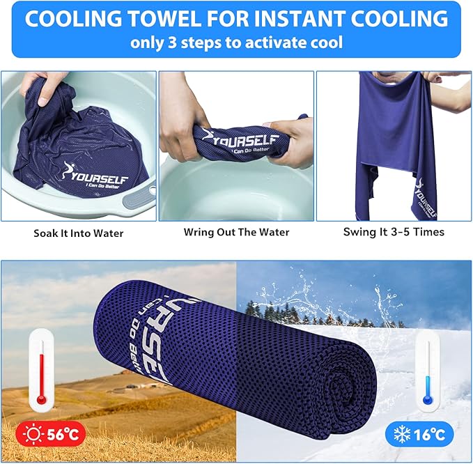 SYOURSELF Cooling Towel, Cooling Towels for Neck,40" x 12"Ice Towel for Instant Cooling Relief, Soft Breathable Chilly Towel, Perfect Yoga, Golf, Sports, Gym, Workout, Athletes Towel (1PC-Dpurple)