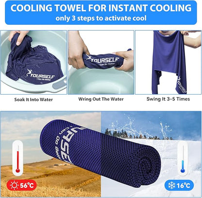 SYOURSELF Cooling Towel, Cooling Towels for Neck,40" x 12"Ice Towel for Instant Cooling Relief, Soft Breathable Chilly Towel, Perfect Yoga, Golf, Sports, Gym, Workout, Athletes Towel (1PC-Dpurple)