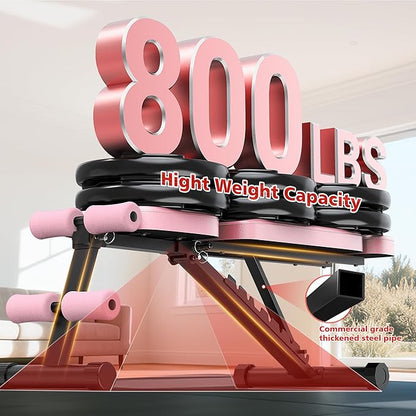 XDDIAS Workout Bench, 10 Backrests Adjustable Weight Bench with Extended Headrest, 800LBS Foldable Weight Bench for Home Gym, Incline Decline Flat Bench Compact for Small Space Training