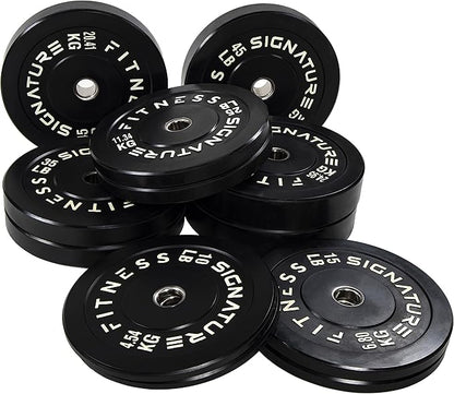Signature Fitness 2-Inch Cast Iron Barbell Set, Including Multiple LBS Weight Plates and 6FT Barbell Set, Multiple