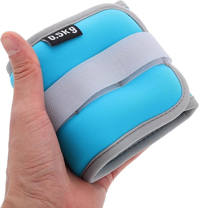 BESTonZON 1kg (0.5kg X 2) Sky Blue Wrist and Ankle Weights Sandbags for Men and Women, Soft Adjustable Fitness Leg and Hand Weights for Running Strength Training and Exercise