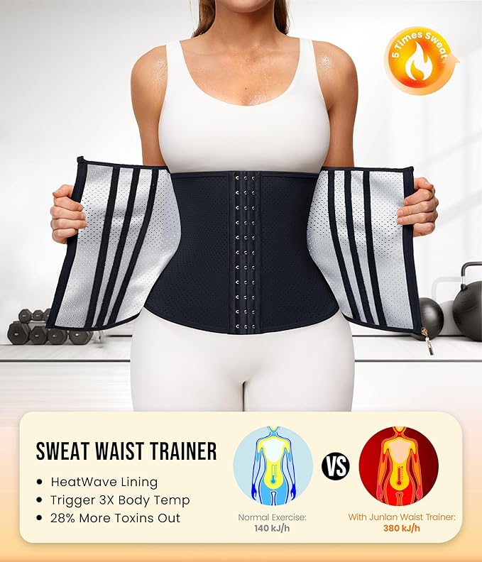 Junlan Sweat Waist Trainer for Women - Corset Sweat Band for Working Out