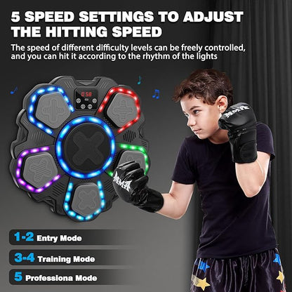 Music Boxing Machine Sport Toys for Kids and Adults,Wall Mounted Bluetooth Smart Punching Target,Training Pad Toy with Boxing Glove,Ideas Toys for Boys Girls Kids 3 4 5 6 7 8 9 10 11 12+ Years Old