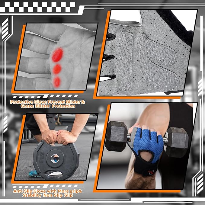 3 Pairs Weight Lifting Gloves for Men Women, Gym Workout Gloves with Full Palm Protection, Breathable Anti-Slip Fitness Glove for Training, Cycling, Pull-ups, Medium
