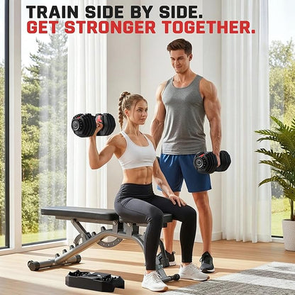 Yaheetech Adjustable Dumbbell Set 28/40/52.5/90LBS Adjustable Dumbbells Fast Adjust Dumbbell Weight Set with Anti-Slip Handle and Tray for Men/Women Home Gym Strength Training Equipment Single/Pair