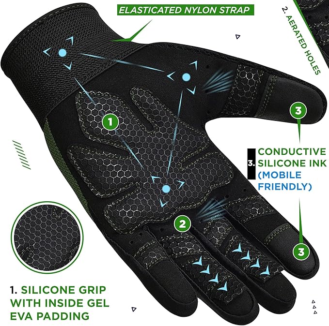 RDX Weight Lifting Gloves Gym Workout, Full Finger Touch Screen, Breathable Anti Slip Padded Palm Protection, Fitness Strength Training Powerlifting HIIT WOD Exercise, Men Women Home Gym Cycling