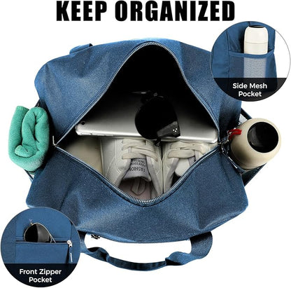 14 inch Small Gym Bag for Men & Women, Mini Duffle Bag for Travel Sports, Lightweight Carry On Duffel Bag, Navy Blue