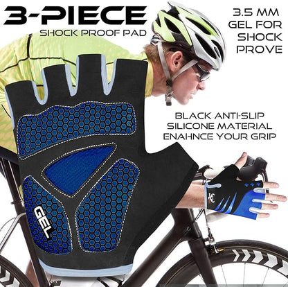 BEAST RAGE Half Finger Cycling Gloves for Men Women, Gel Padded Anti-Slip Shock Absorbing Weight Lifting Gym Gloves Cycle Mountain Bike Gloves for MTB, Biking, Hiking