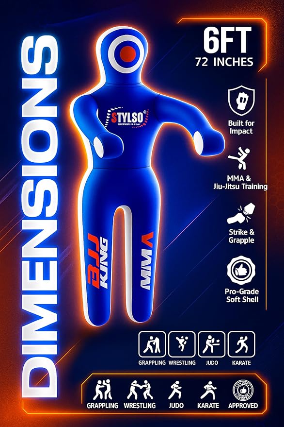 Unfilled Grappling Dummy – Adult Life Size Wrestling & BJJ Training Dummy, MMA Jiu Jitsu Judo Takedown & Throwing Practice, Heavy-Duty Triple-Stitched Canvas Submission Dummy