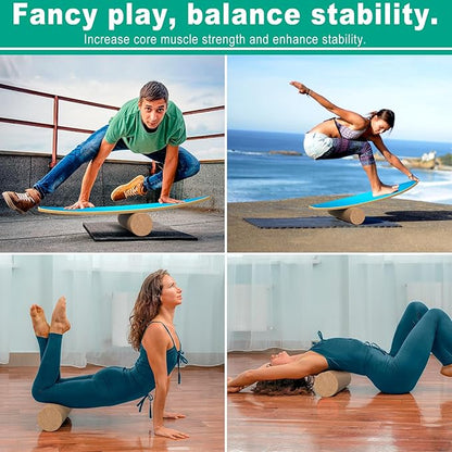 Balance Boards for Adults,Balance Trainer - Wooden Balance Board,Surface anti-slip treatment Including Roller,Half Ball And Balance Ball
