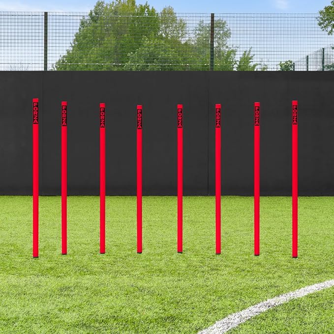 FORZA Slalom Agility Poles | Improve Endurance, Speed & Footwork | Color, Size & Rubber Base Options Available [8 Pack]