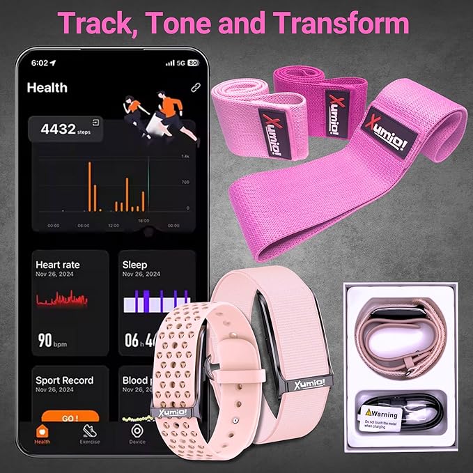 Screenless - Smart Health & Activity Tracker with 3 Premium Resistance Bands | Track Heart Rate, Sleep & Activity | Tone, Strengthen & Sculpt at Home or on The Go