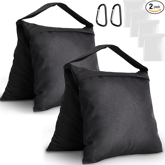 2 Packs Sandbags Weight Bags for Light Stand Photography Video Support, Heavy Duty Saddlebags for Backdrop Stand, Photo Tripod, Outdoor Canopy, Pop up Tent, Umbrella Base, Fishing Chair, Wedding Shed