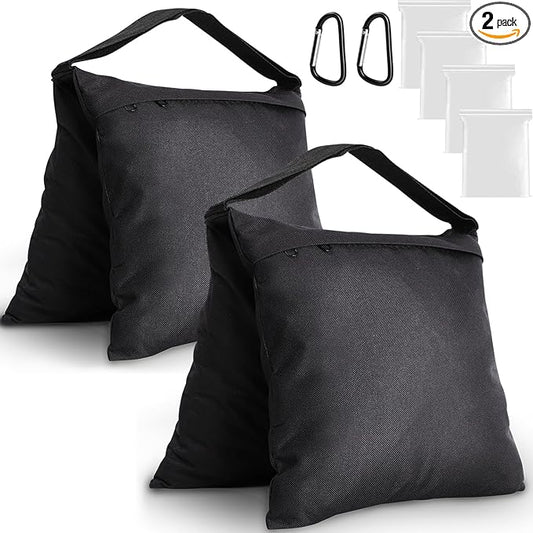 2 Packs Sandbags Weight Bags for Light Stand Photography Video Support, Heavy Duty Saddlebags for Backdrop Stand, Photo Tripod, Outdoor Canopy, Pop up Tent, Umbrella Base, Fishing Chair, Wedding Shed
