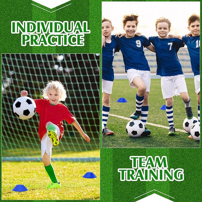 Hanaive 100 Pieces Mini Soccer Cones for Sport Drills 5 Inch Agility Disc Cones with Accessories for Kids Football Training