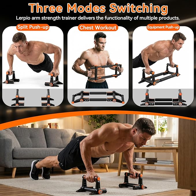 Twister Arm Trainer, Arm & Chest Workout Equipment for Men, Adjustable Handle (0-90°) & Resistance (50-110lbs), Transform into Push-Up Bars, Portable Home Gym