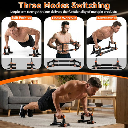Twister Arm Trainer, Arm & Chest Workout Equipment for Men, Adjustable Handle (0-90°) & Resistance (50-110lbs), Transform into Push-Up Bars, Portable Home Gym